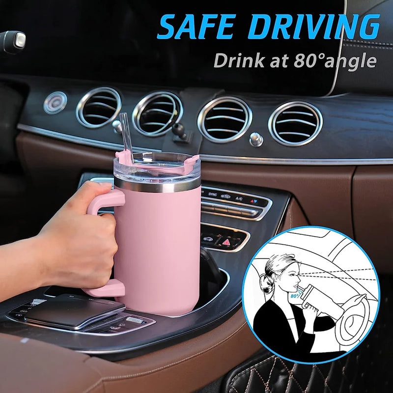 40oz Insulated Tumbler with Handle and Straw