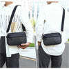 Men's Casual PU Leather Shoulder Bag with Zipper Pockets