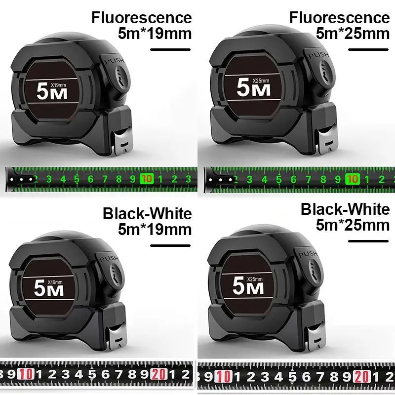 5m Fluorescent Steel Tape Measure with Self-Locking Mechanism