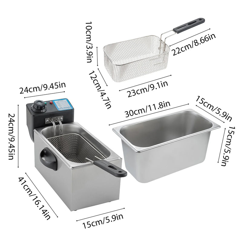 4L Electric Deep Fryer with Oil Filtration Basket