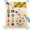 Montessori Wooden Busy Board with LED Switch Controls