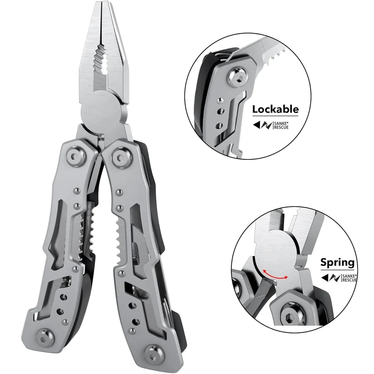 14-in-1 Folding Multi-Tool with Stainless Steel Pliers