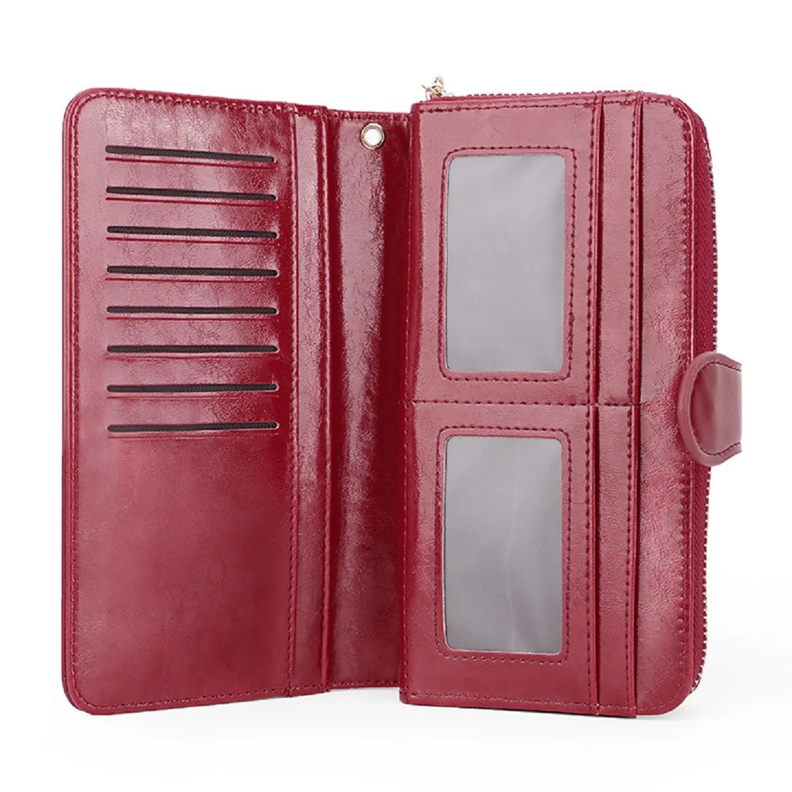 Waxed Leather Long Wallet with Wrist Strap