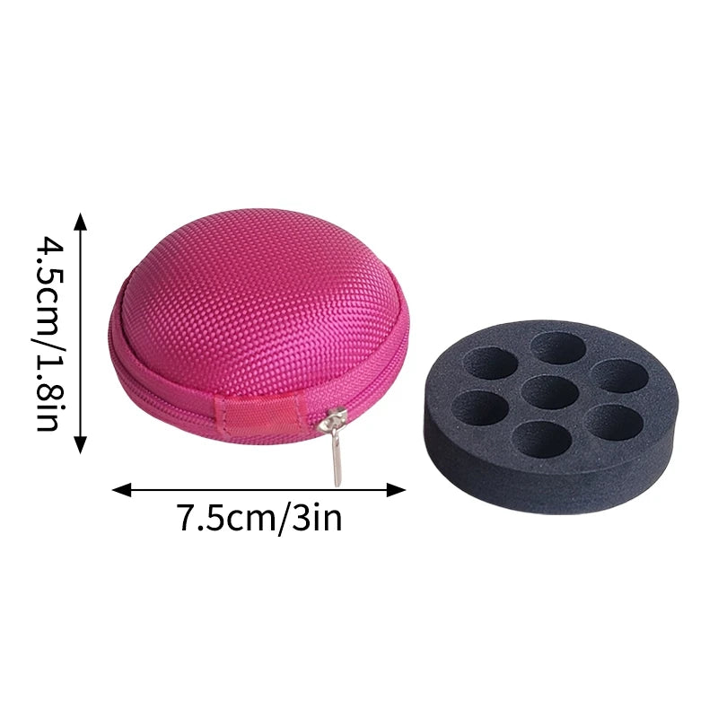 A pink, dome-shaped portable vial storage case with a removable black insert for insulin or peptide.