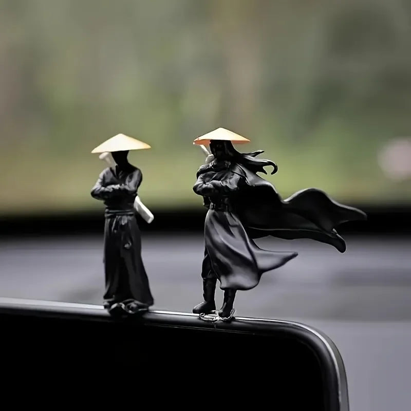 Mini Samurai Warrior Figurines (Set of 3) for Desk and Dashboard