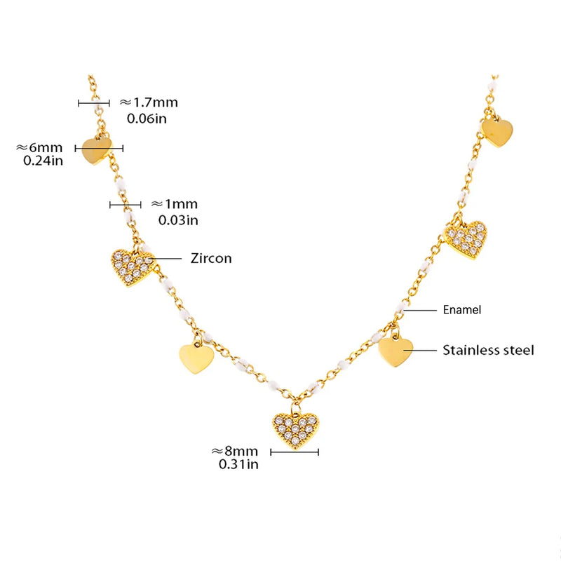 Heart Charm Stainless Steel Jewelry Set