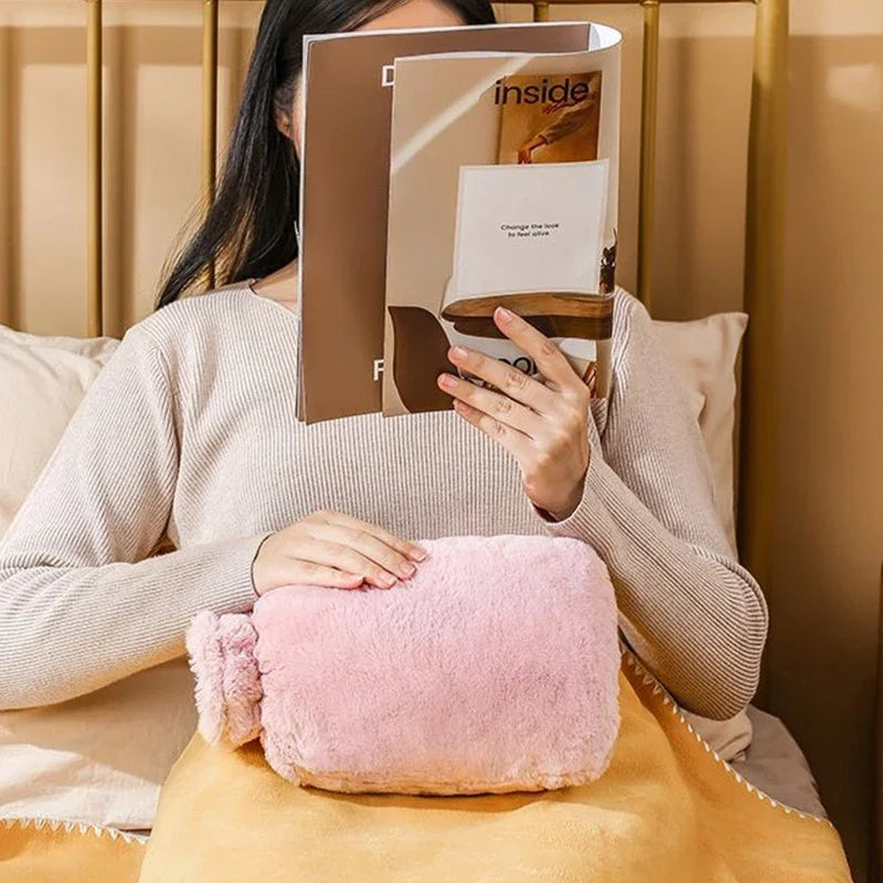 Reusable Hot Water Bottle with Soft Fleece Cover