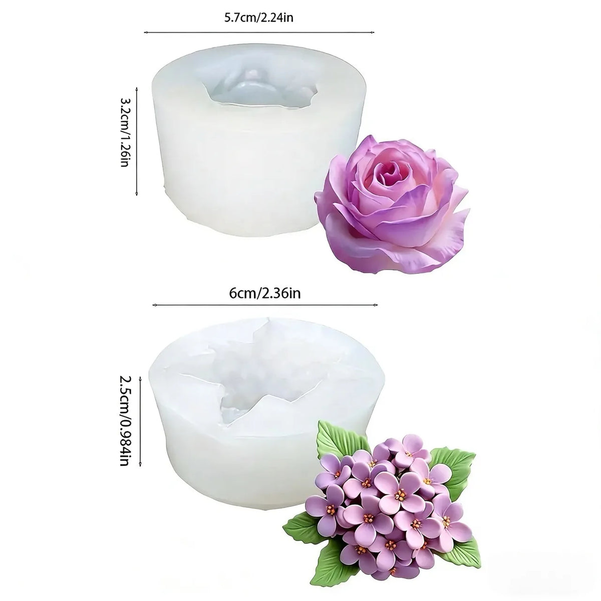 A silicone mold shaped like a pink rose flower used for crafting candles, soap, and resin.