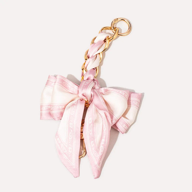 Elegant Bow Chain Bag Strap with Hanging Charm