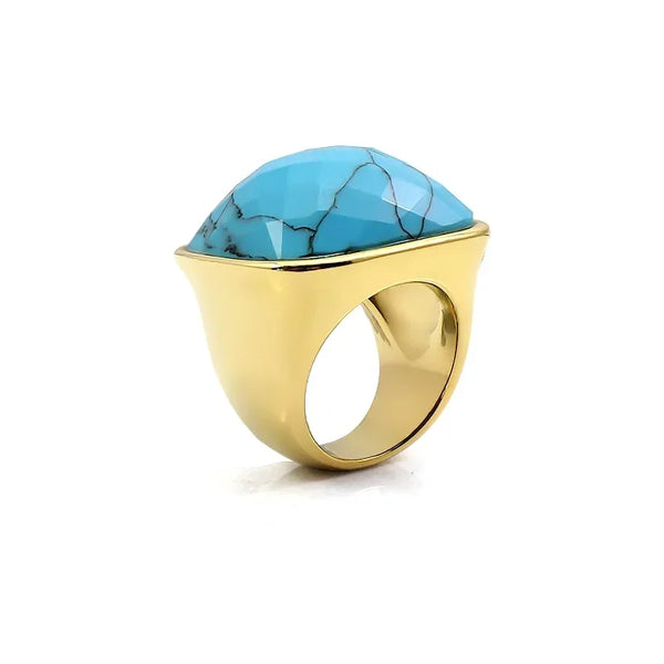 18K Vergoldeter Türkis Statement-Ring