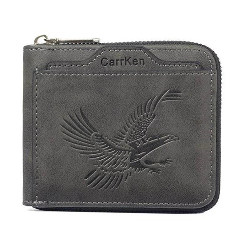 Vintage Eagle-Embossed PU Leather Short Wallet