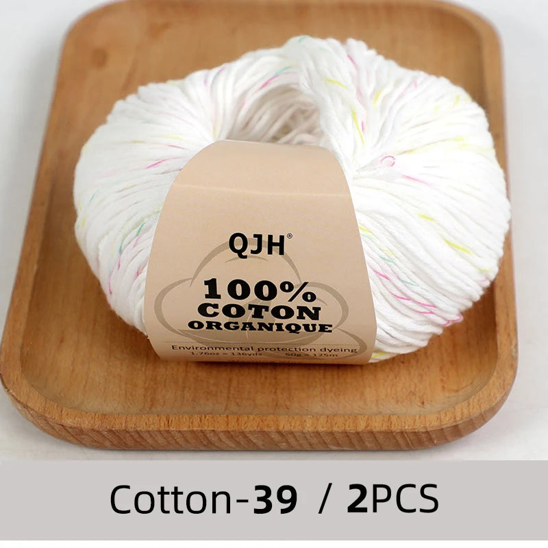 100% Organic Cotton Yarn for Knitting and Crocheting (2-Pack)