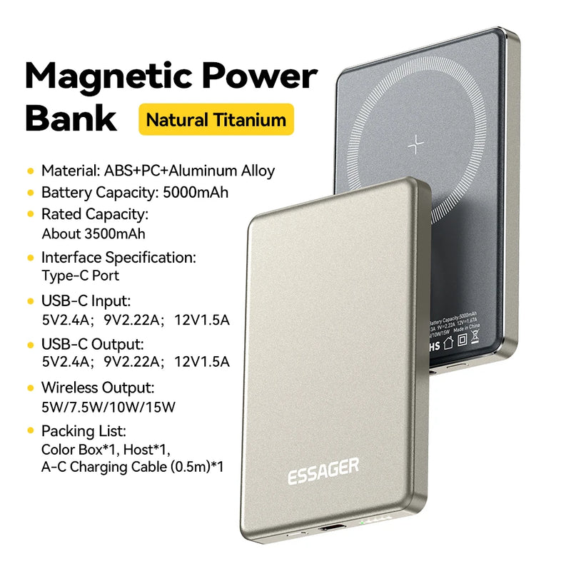 MagSafe-Compatible Wireless Power Bank, 5000mAh, 20W Fast Charge