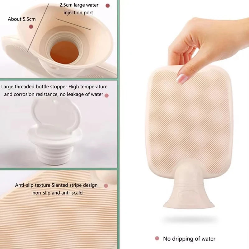 Cozy Plush Hot Water Bottle with Soft Cover – Reusable Hand Warmer & Pain Relief