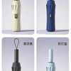 Four variations of the Storm-Ready Automatic Folding Umbrella in cream, blue, black, and light blue colors.