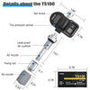 Details of the TS100 tire pressure sensor and air nozzle components.