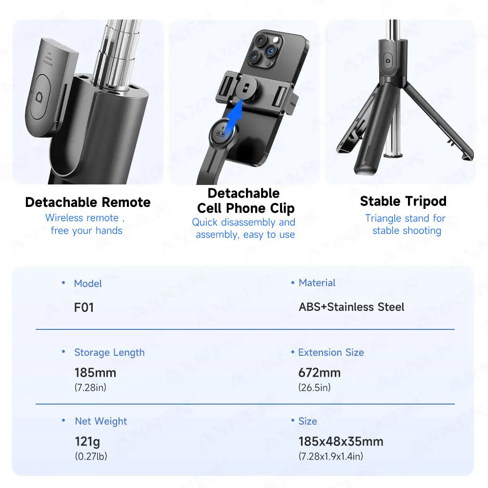 Portable Selfie Stick Tripod with Bluetooth Remote