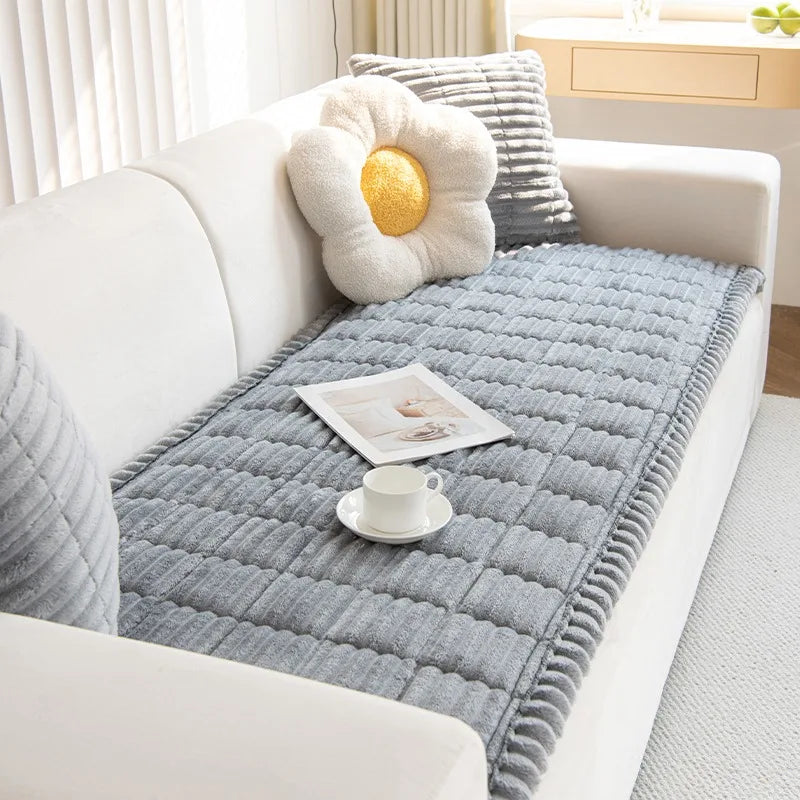 Cozy Quilted Flannel Sofa Pad with Anti-Slip Backing