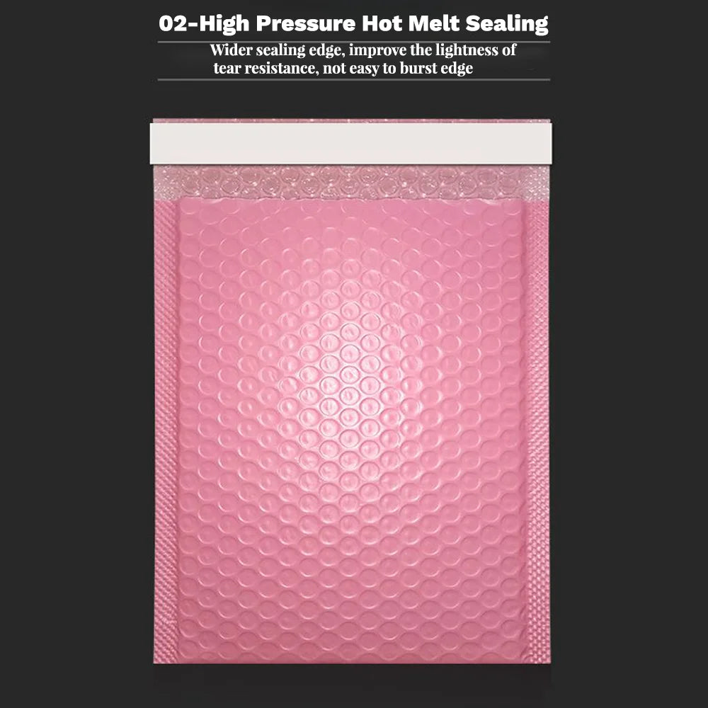 Pink high pressure hot melt sealed padded bubble mailer