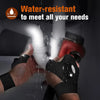 A person is using waterproof LED half-finger gloves to clean a faucet with water.