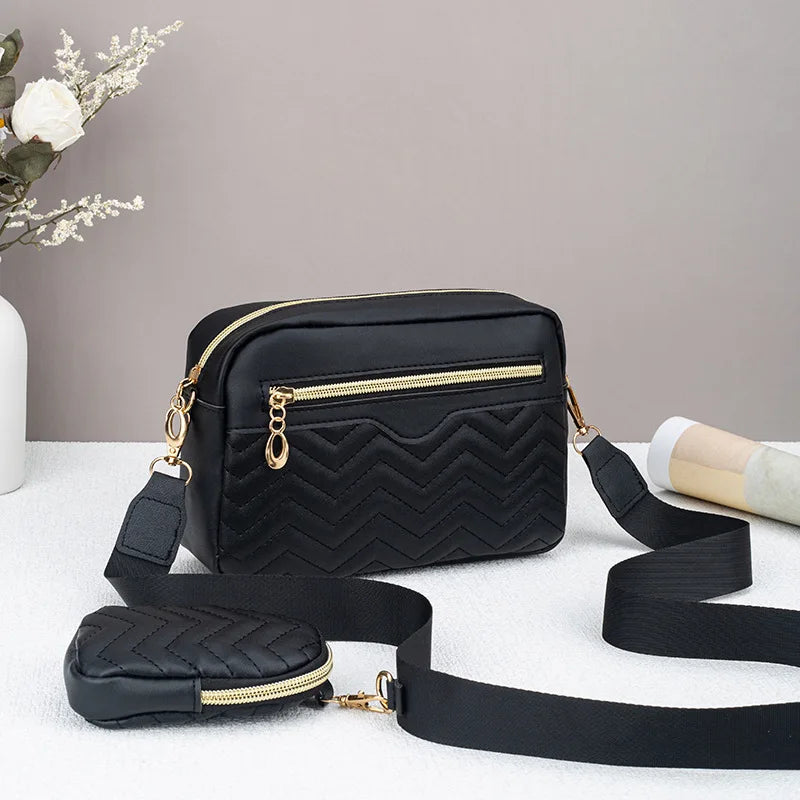 Quilted Crossbody Bag with Detachable Mini Pouch