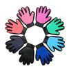 A set of ten brightly colored silicone pet grooming gloves for cats and dogs in pink, purple, green, and blue.
