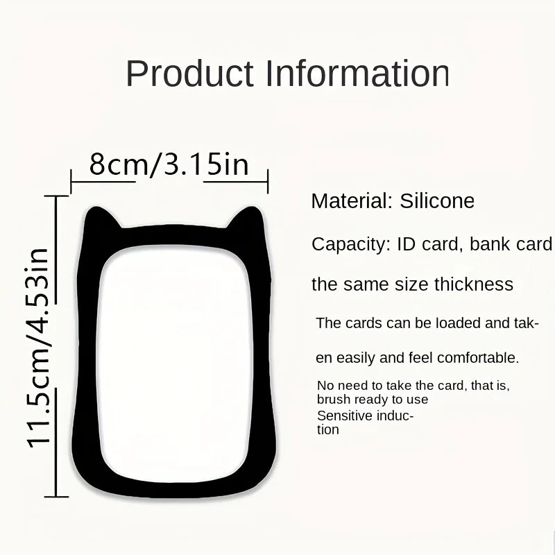 Cat Silicone ID Card Holder with Keychain