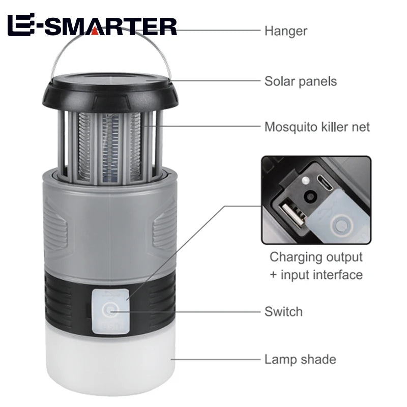 Solar-Powered Mosquito Killer Lamp with LED Light