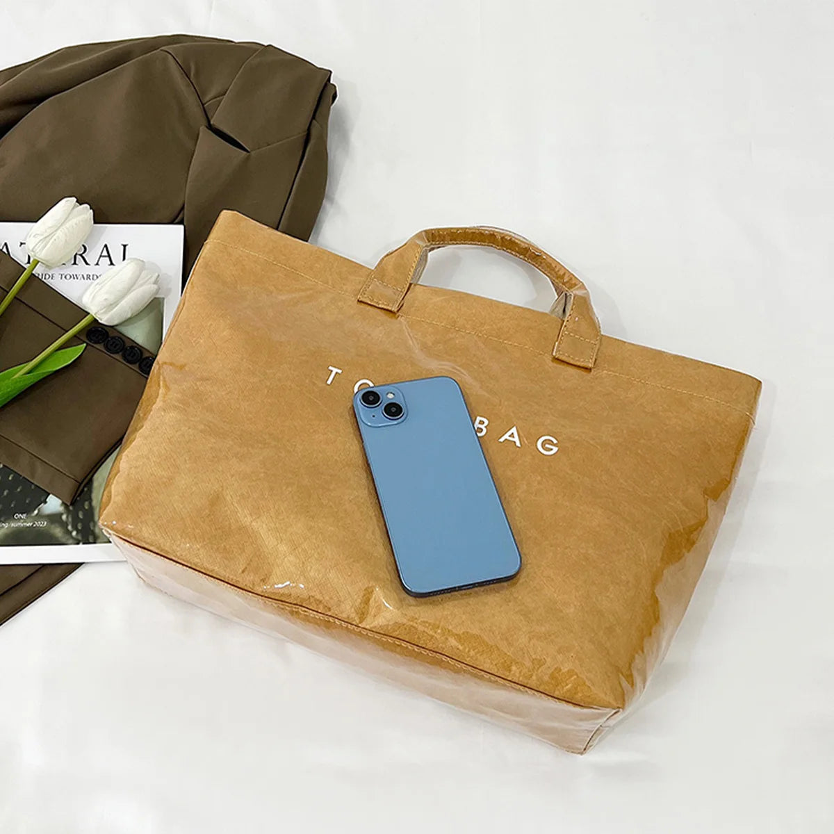 Clear PVC Tote Bag with Letter Print