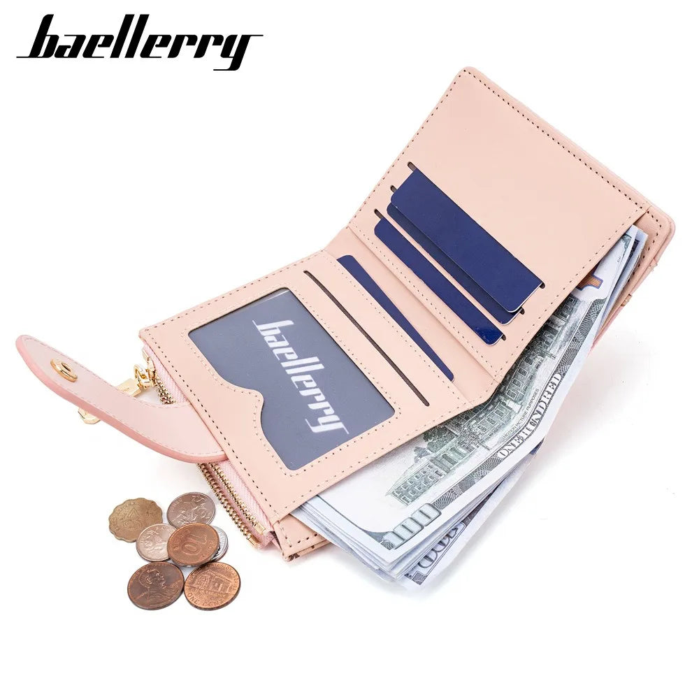 Compact PU Leather Wallet for Women with Card Slots and Coin Pocket