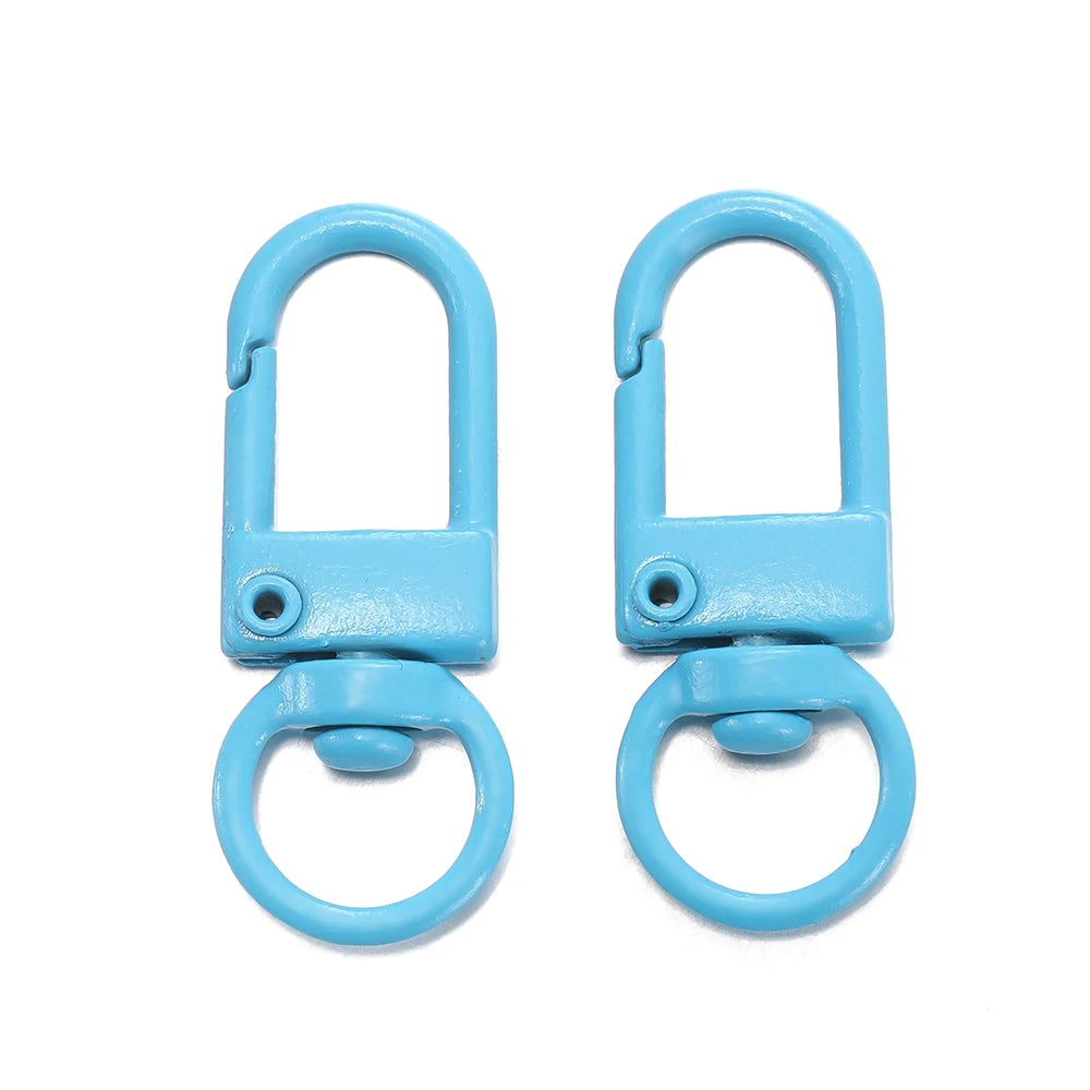 A pair of light blue alloy lobster clasp hooks for DIY jewelry making