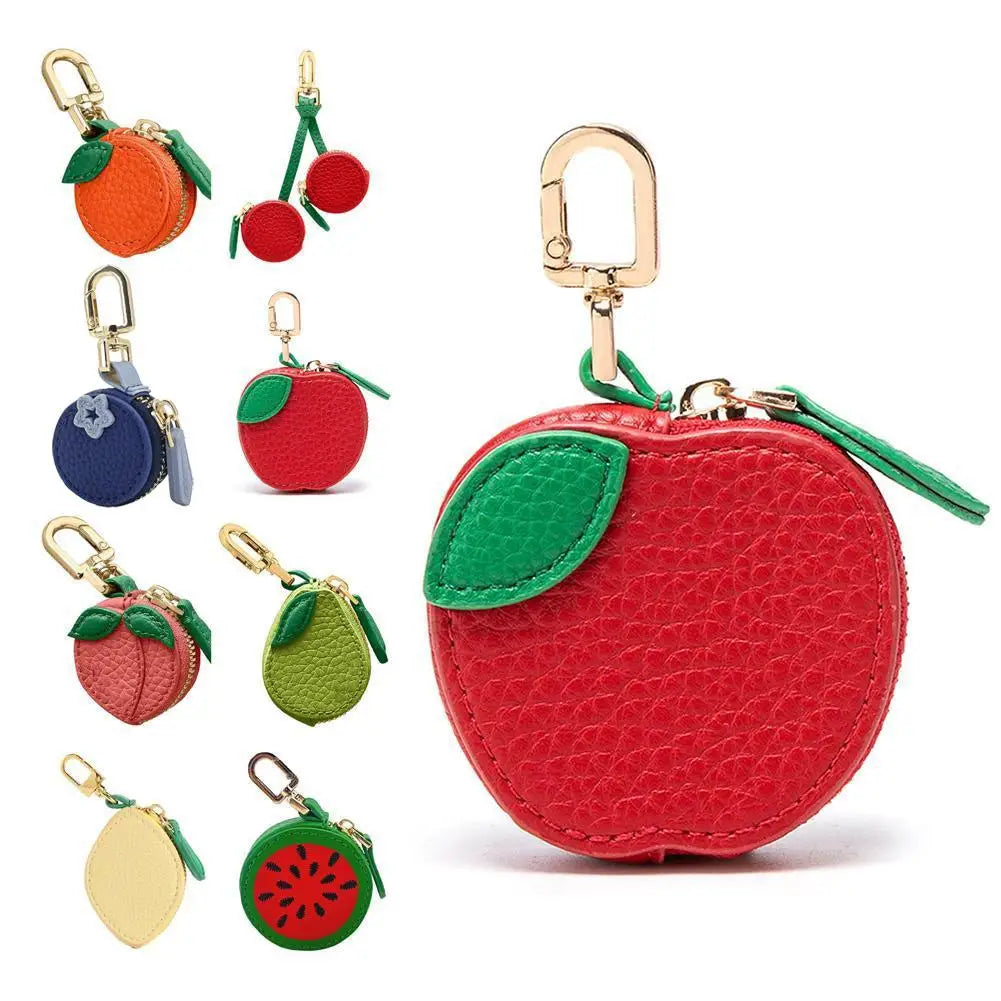 Fruit-Shaped PU Leather Coin Purse with Keychain