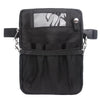Black multi-pocket crossbody fanny pack designed for nurses with a clear window and adjustable strap.