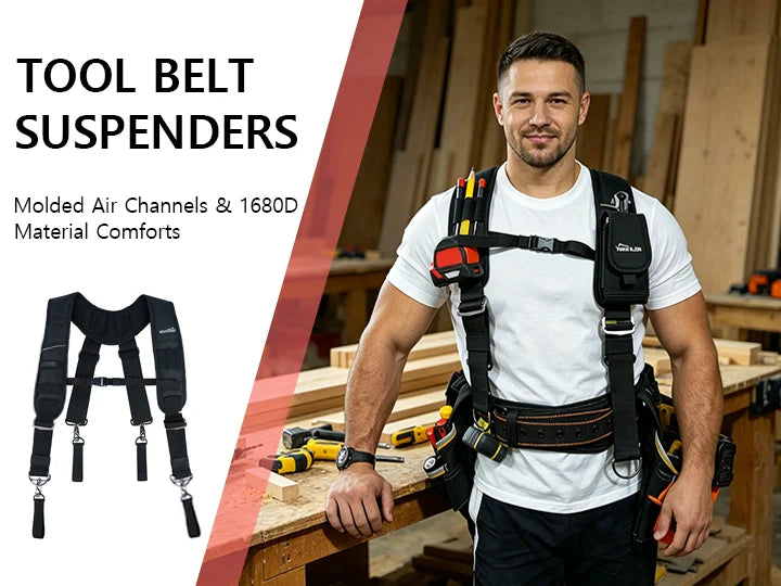 Work Suspenders with Detachable Phone Holder and Tool Belt Support