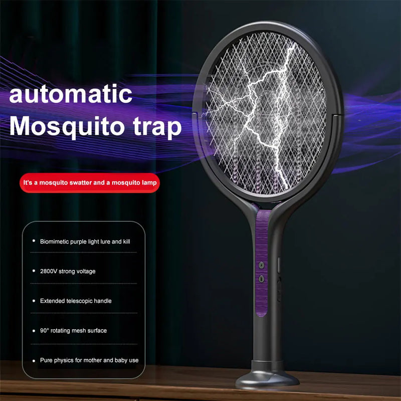 Rotating Head Electric Fly Swatter with Telescopic Handle