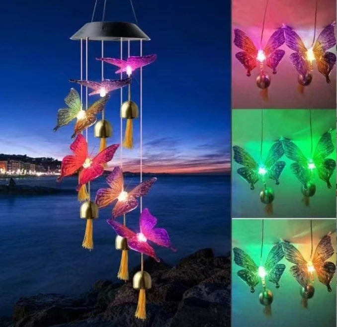 Solar-Schmetterlings-Windspiel mit Farbwechsel-Licht