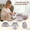 Handmade crochet pocket hug dolls in various sizes and colors with cute cat faces