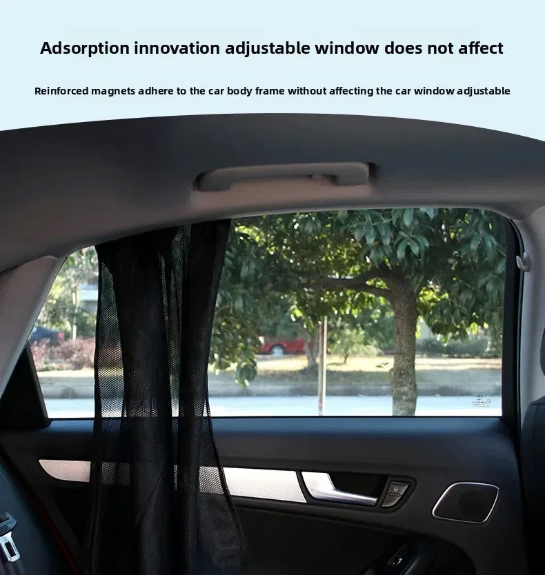 Magnetic Mesh Car Window Sunshade Set – UV Protection & Privacy