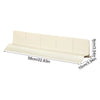 A rectangular, off-white flexible silicone sink splash guard with suction cup features and dimensions.