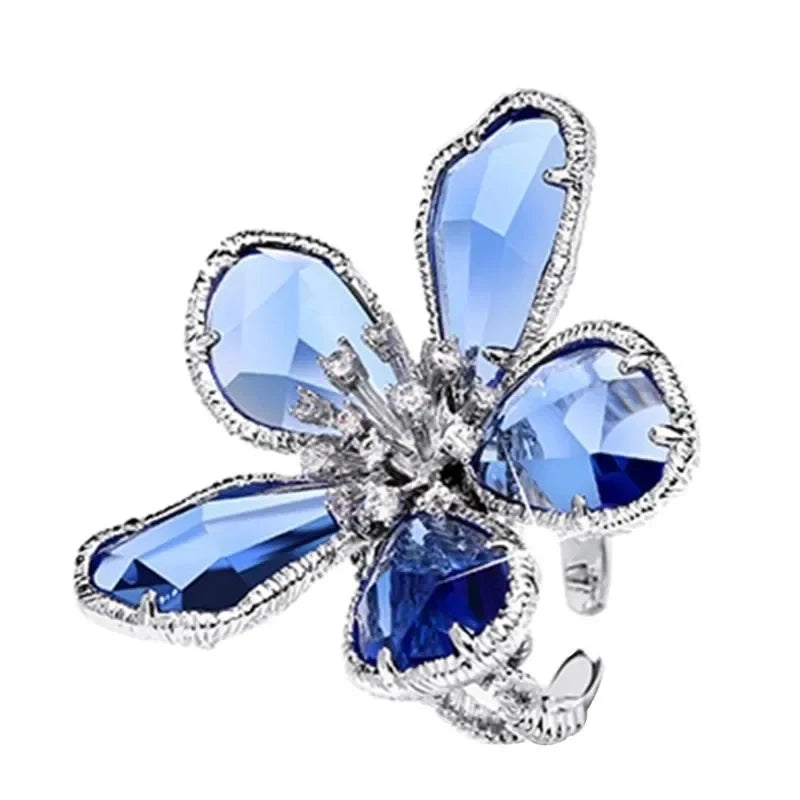 Crystal Flower Statement Ring