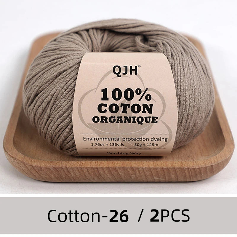 100% Organic Cotton Yarn for Knitting and Crocheting (2-Pack)