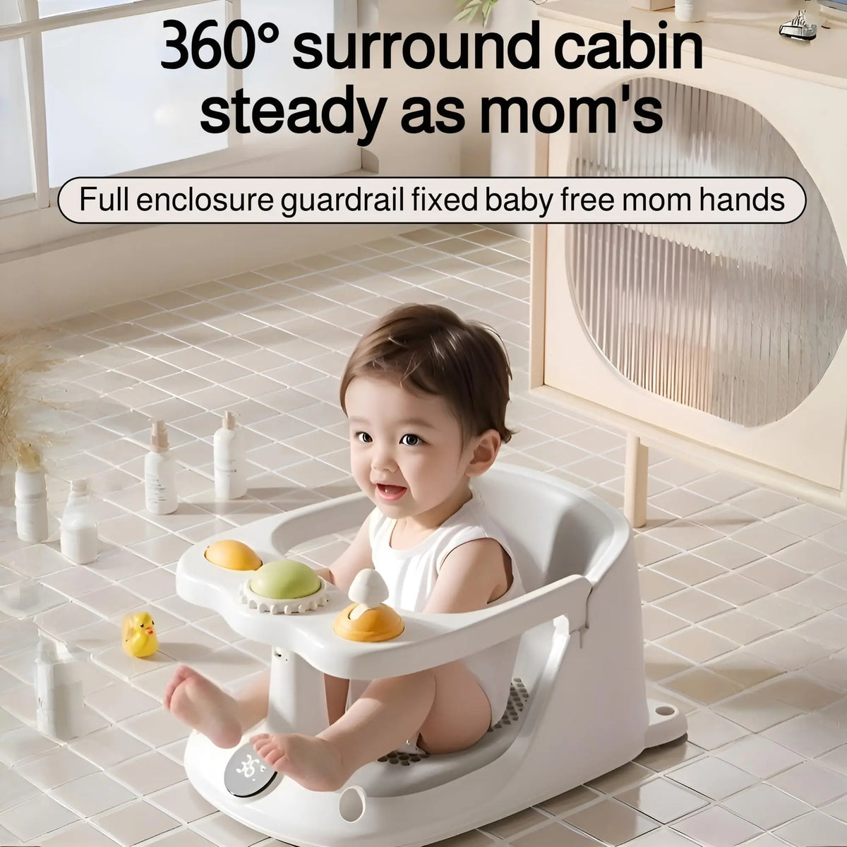Comfortable Baby Bath Seat with Non-Slip Suction Cups
