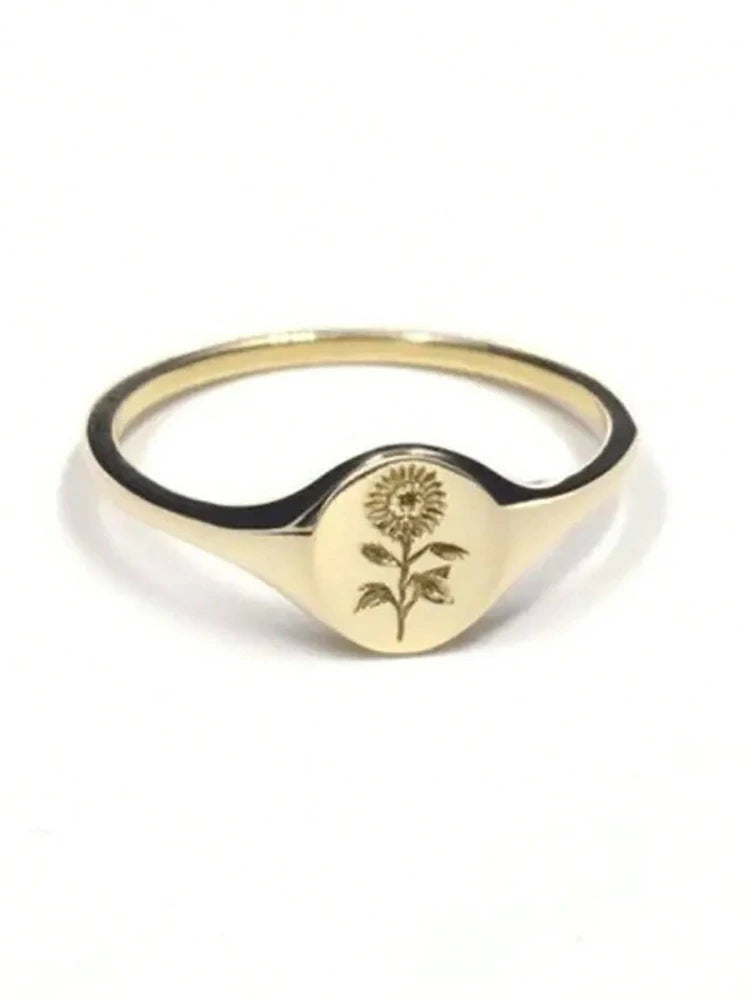 Bague d'Engagement Tournesol en Argent Sterling Personnalisée