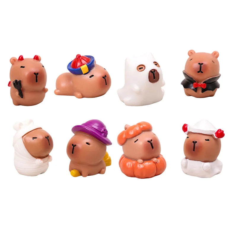 Glow-in-the-Dark Halloween Witch & Pumpkin Figurine Set