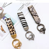 Zebra Print Leather Keychain with Animal Pattern