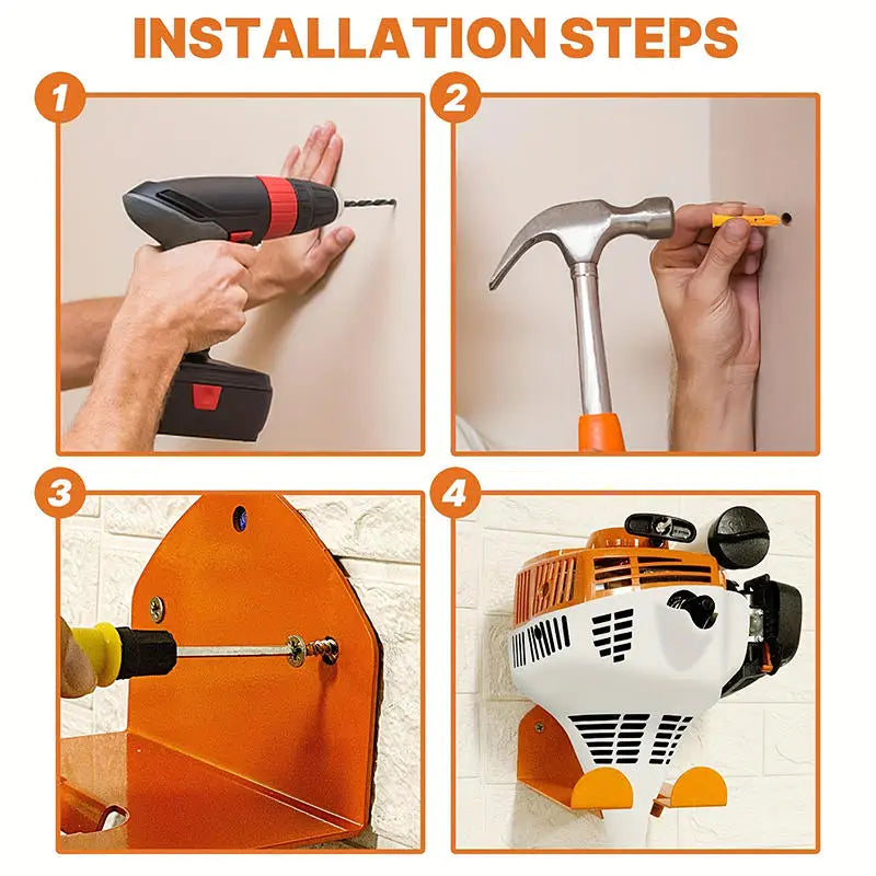 Heavy-Duty Wall-Mounted Trimmer & Tool Rack