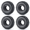Four views of black Super Swamper soft rubber tires for RC crawler cars