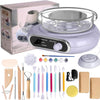 A box and set of tools for a mini pottery wheel kit including various sculpting and shaping tools.