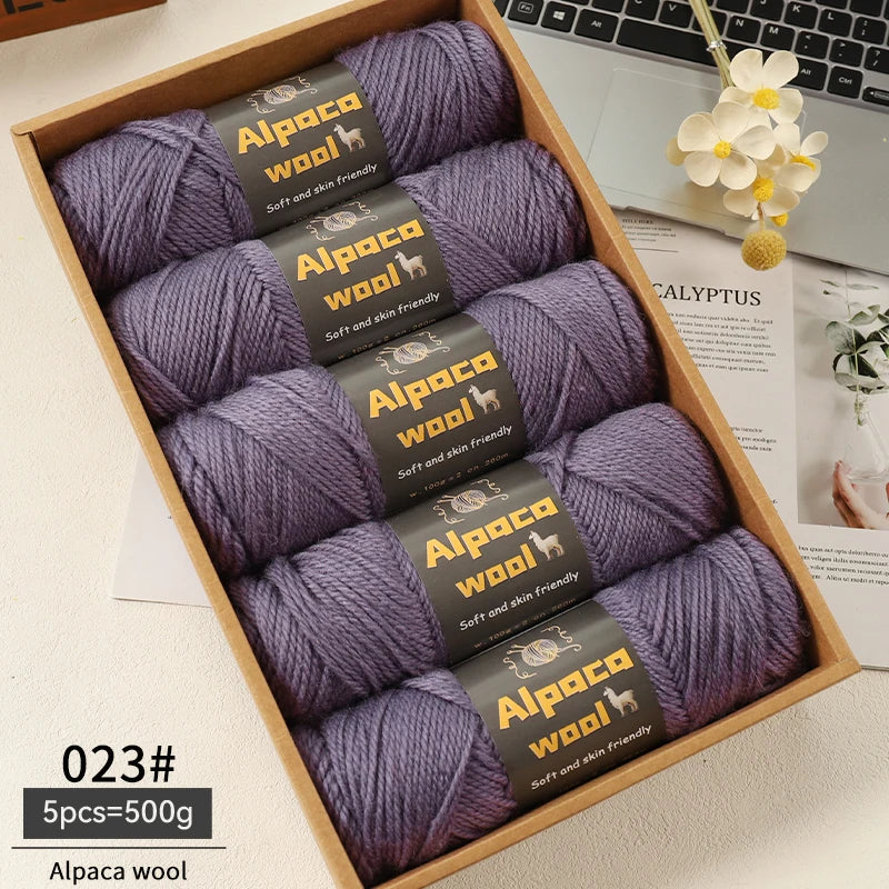 Chunky Alpaca Wool Knitting Yarn – 500g Multi-Color Set for Cozy Winter Projects