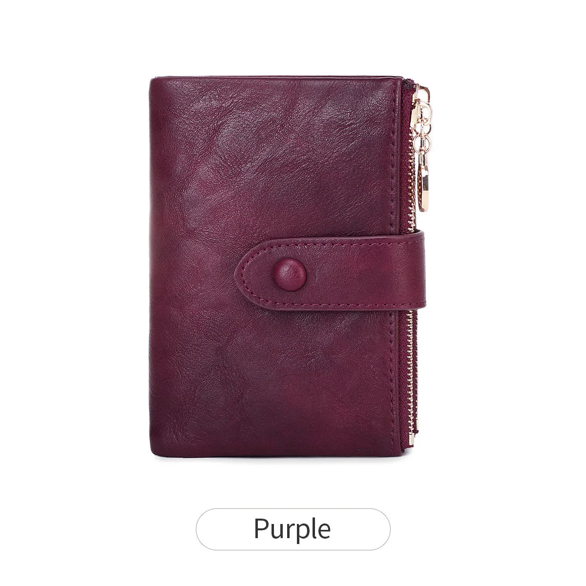 Women's Retro Tri-Fold Wallet with Large Capacity and Dual Zippers